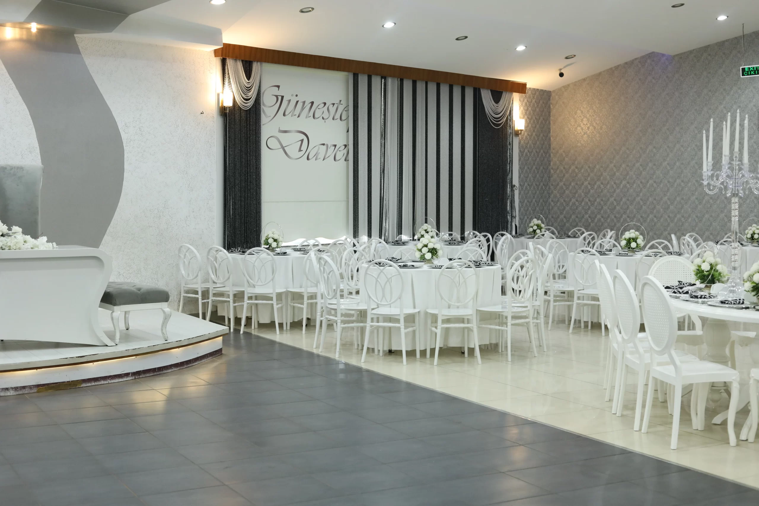 Güneştepe Davet Salon Teras düğün salonu iç mekan görünümü — Bursa Osmangazi